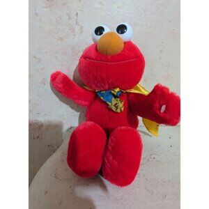 Vintage Tyco Elmo 12" Plush Red Super Hero Yellow Cape Stuffed Animal 1997